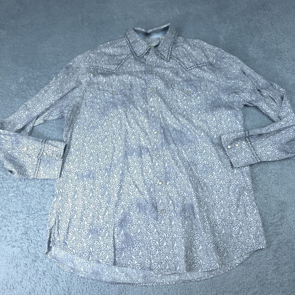 Roper Shirt Mens 2XL Gray Paisley Long Sleeve Western Pearl Snap Casual